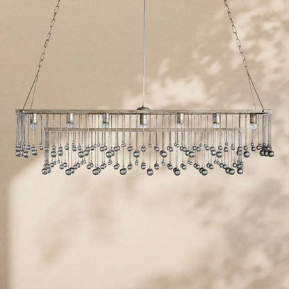Aubrey Crystal Ball Rectangular Chandelier 47'' 60'' - Zelno Lighting