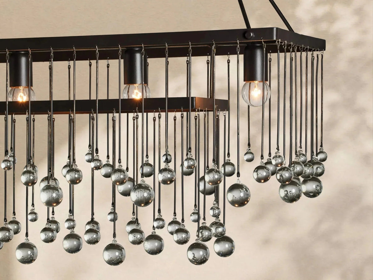 Aubrey Crystal Ball Rectangular Chandelier 47'' 60'' - Zelno Lighting