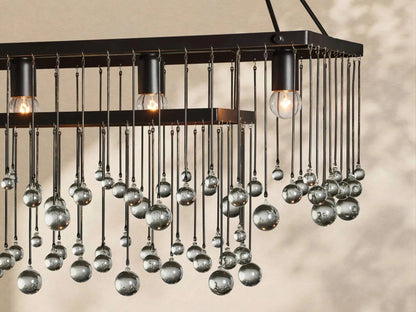 Aubrey Crystal Ball Rectangular Chandelier 47'' 60'' - Zelno Lighting