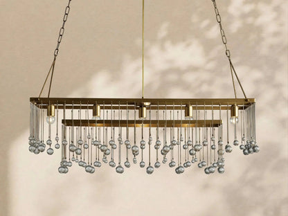 Aubrey Crystal Ball Rectangular Chandelier 47'' 60'' - Zelno Lighting