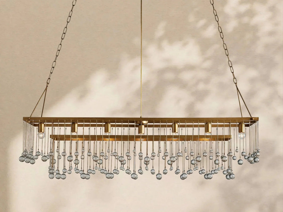 Aubrey Crystal Ball Rectangular Chandelier 47'' 60'' - Zelno Lighting