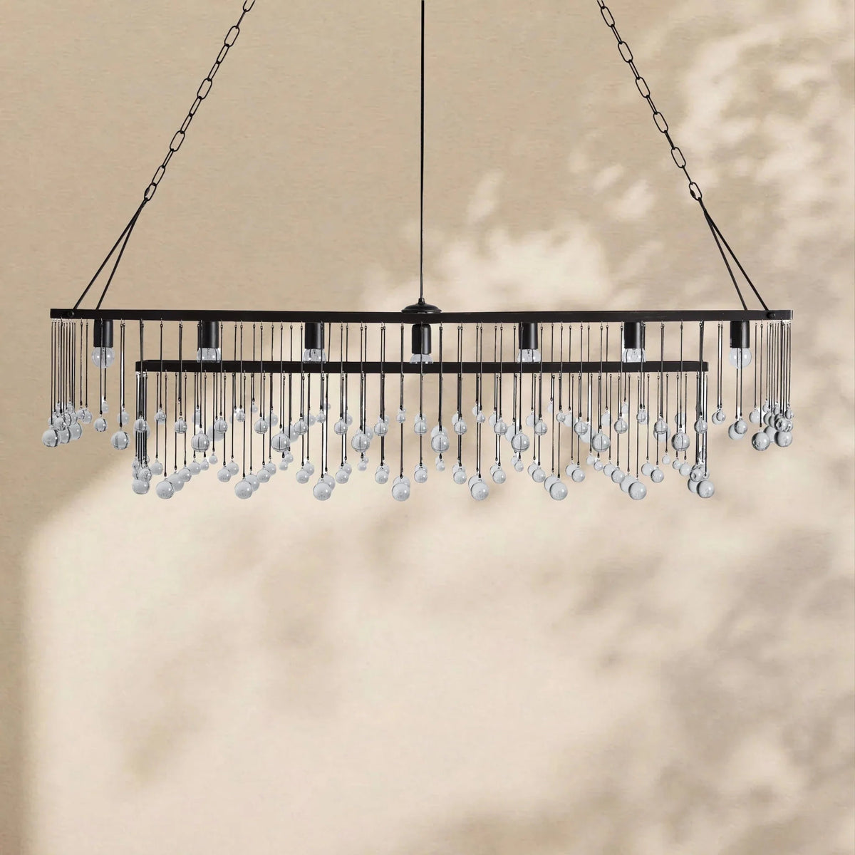 Aubrey Crystal Ball Rectangular Chandelier 47'' 60'' - Zelno Lighting