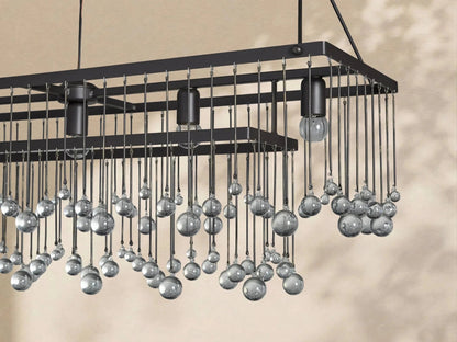 Aubrey Crystal Ball Rectangular Chandelier 47'' 60'' - Zelno Lighting