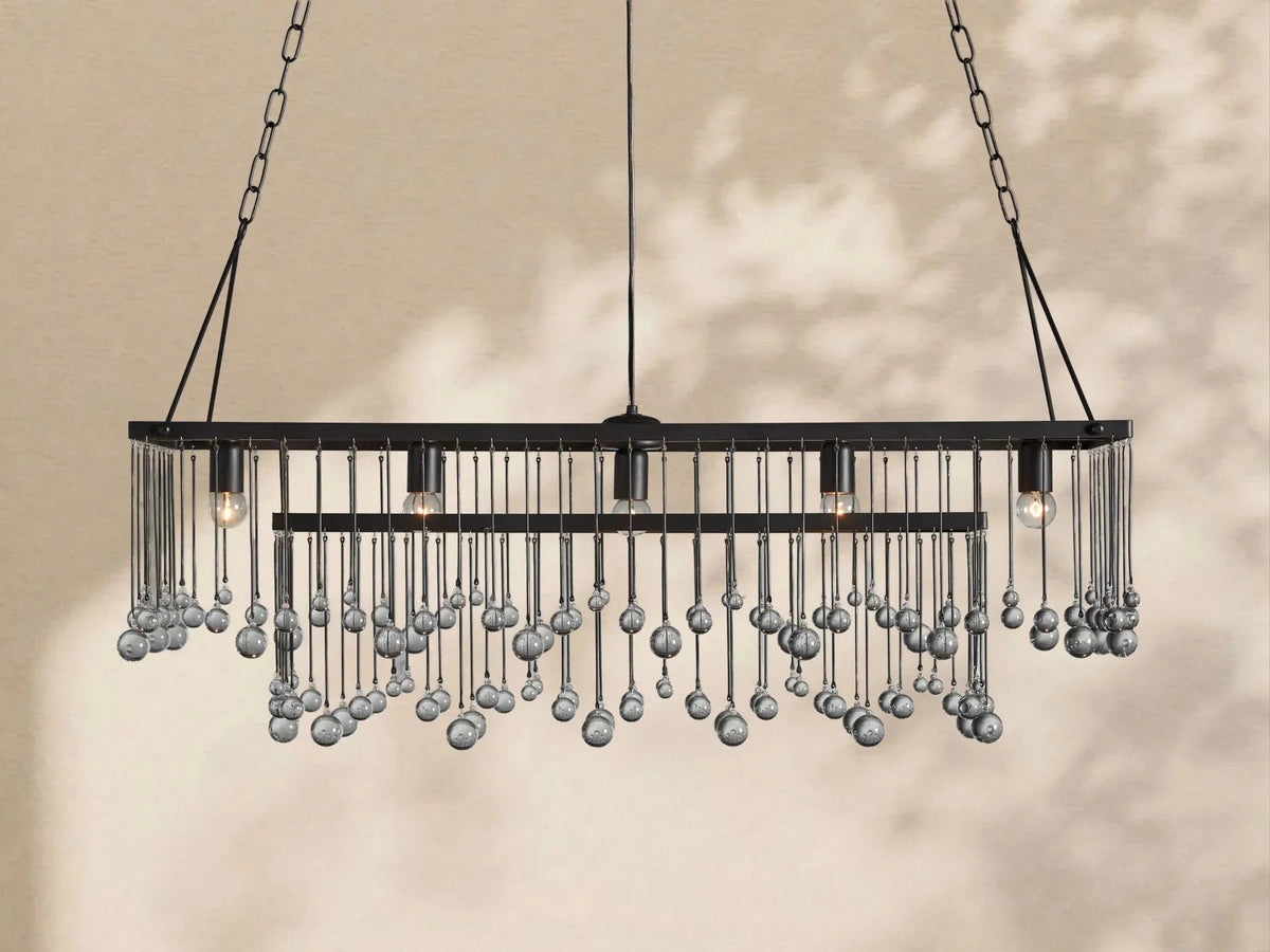 Aubrey Crystal Ball Rectangular Chandelier 47'' 60'' - Zelno Lighting