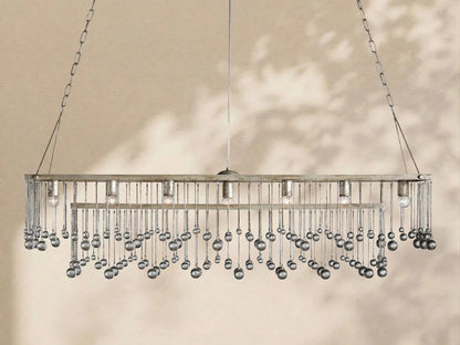 Aubrey Crystal Ball Rectangular Chandelier 47'' 60'' - Zelno Lighting