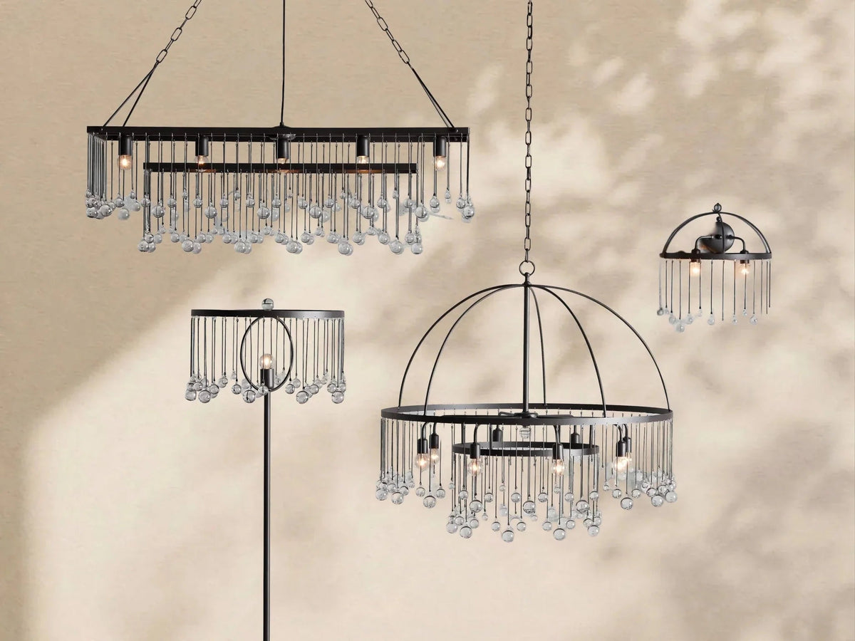 Aubrey Crystal Ball Round Chandelier 5 Light / 8 Light - Zelno Lighting