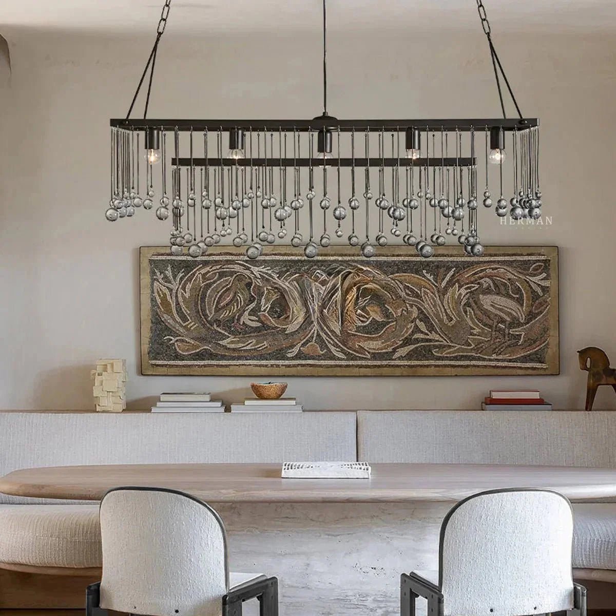 Aubrey Rectangular Chandelier 47''60'' - Zelno Lighting