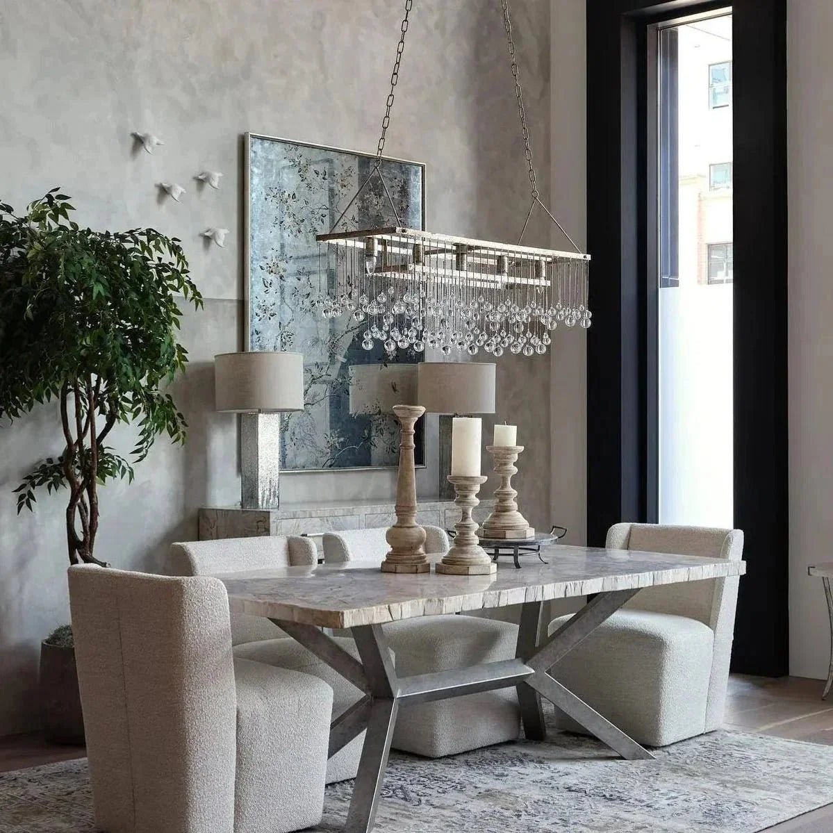 Aubrey Rectangular Chandelier 47''60'' - Zelno Lighting