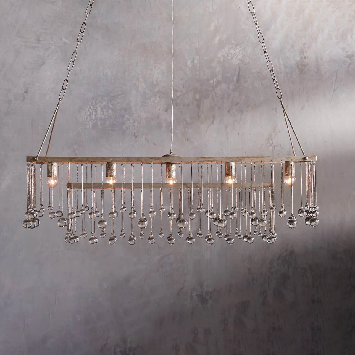 Aubrey Rectangular Chandelier in Silver - Zelno