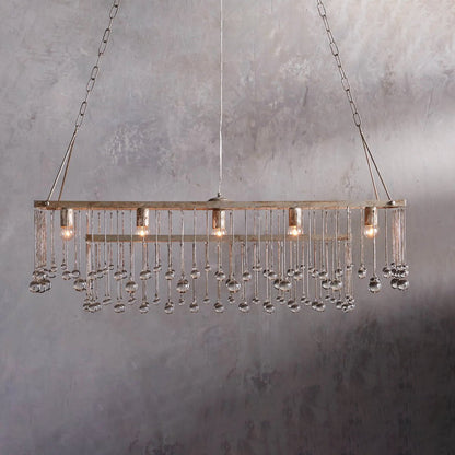 Aubrey Rectangular Chandelier in Silver - Zelno