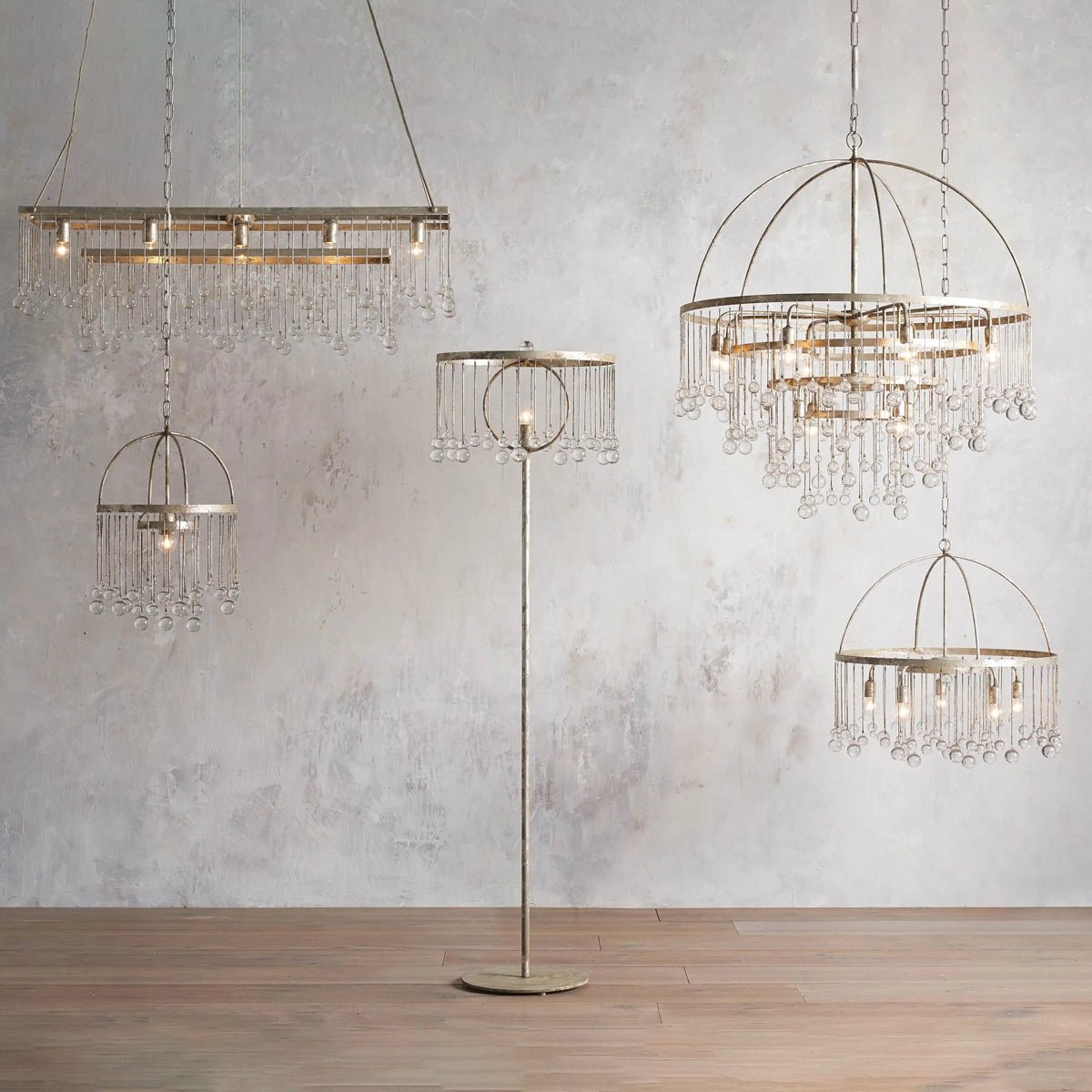 Aubrey Rectangular Chandelier in Silver - Zelno