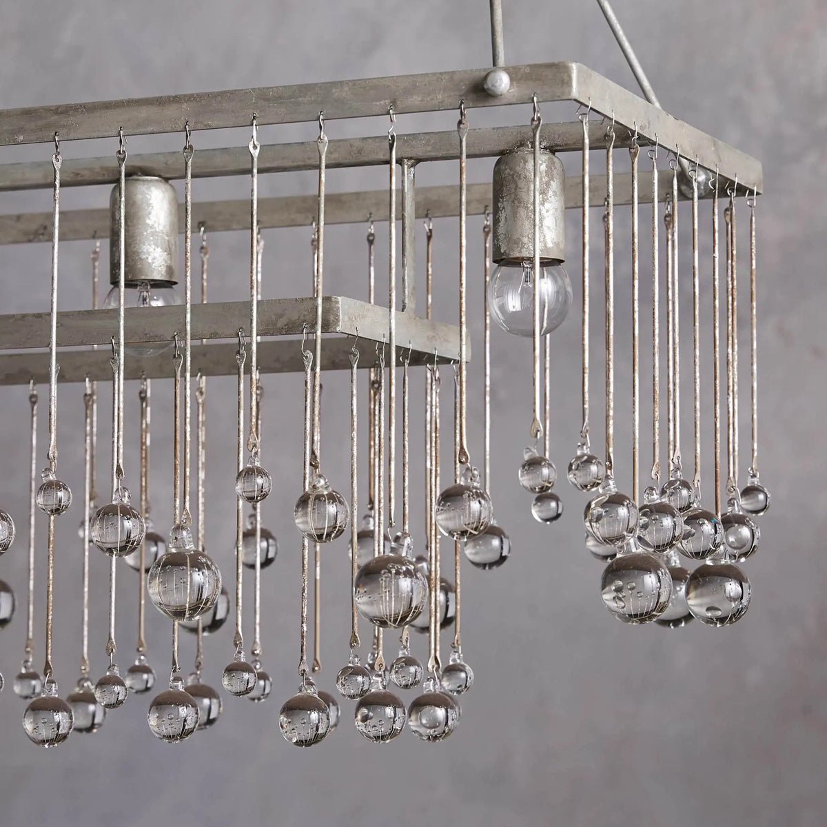 Aubrey Rectangular Chandelier in Silver - Zelno