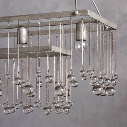 Aubrey Rectangular Chandelier in Silver - Zelno