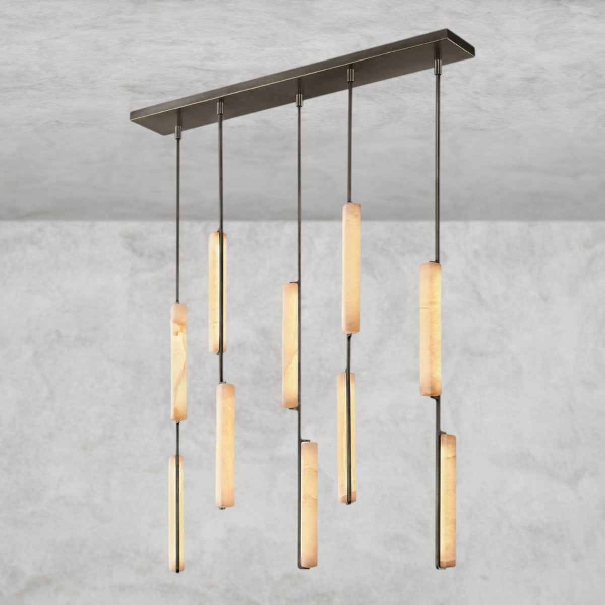 Audaben Alabaster Linear Chandelier 54" - zelnolighting
