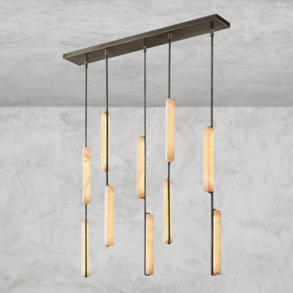 Audaben Alabaster Linear Chandelier 54" - zelnolighting
