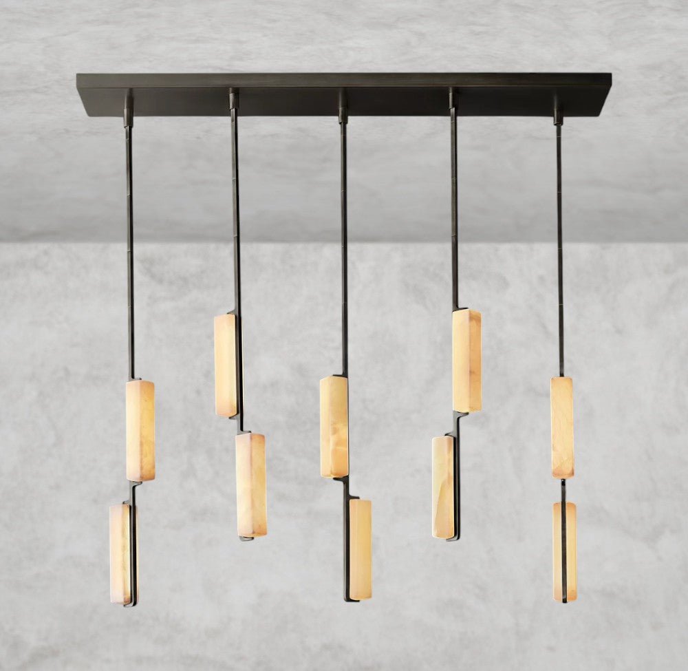 Audaben Alabaster Linear Chandelier 54" - zelnolighting