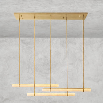 Audaben Alabaster Triple Bar Linear Chandelier - zelnolighting