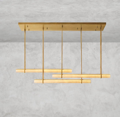 Audaben Alabaster Triple Bar Linear Chandelier - zelnolighting