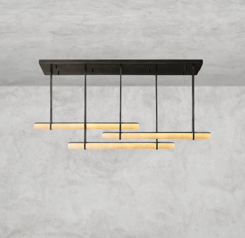 Audaben Alabaster Triple Bar Linear Chandelier - zelnolighting