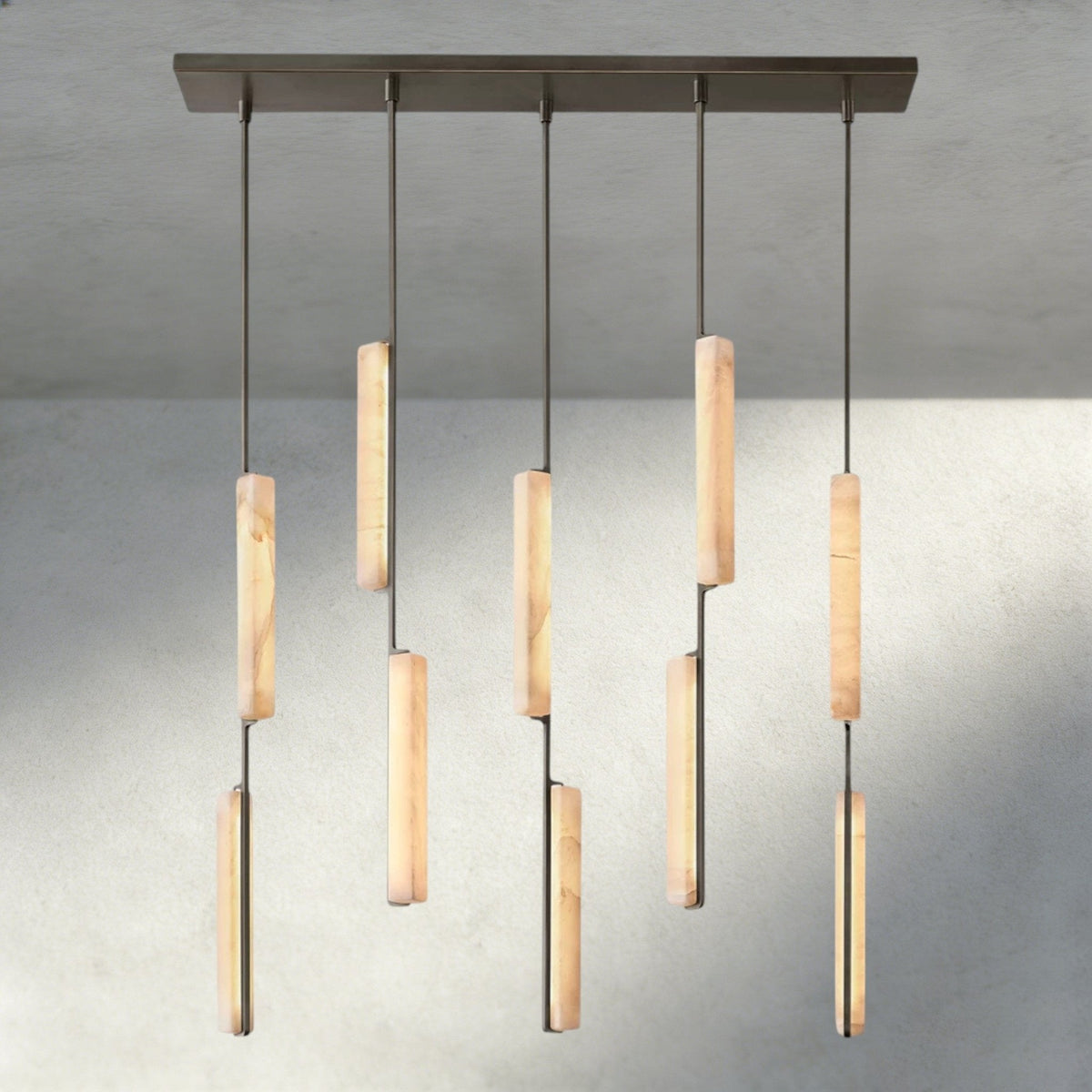 Audubam Alabaster Linear Chandelier 54" - Zelno