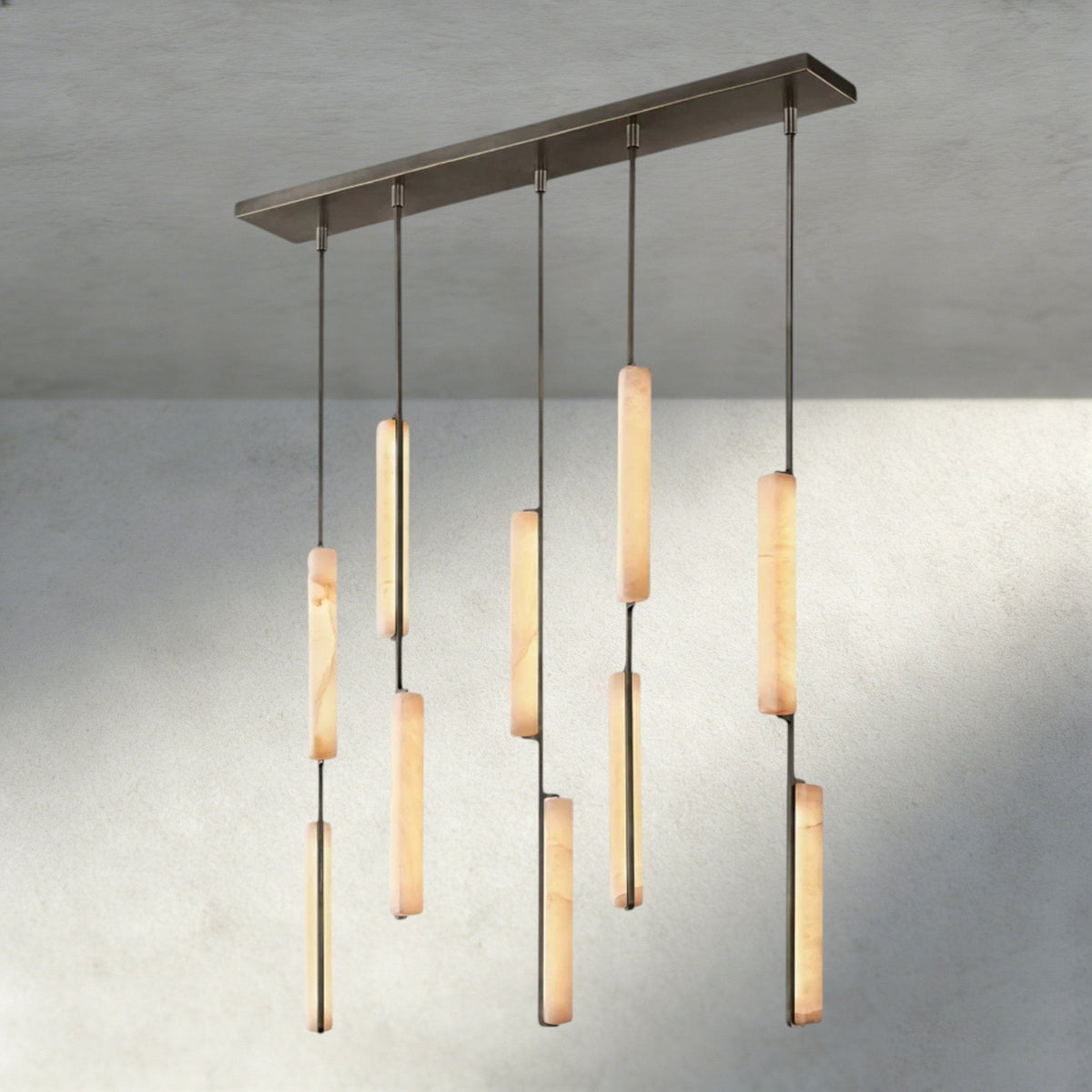 Audubam Alabaster Linear Chandelier 54" - Zelno