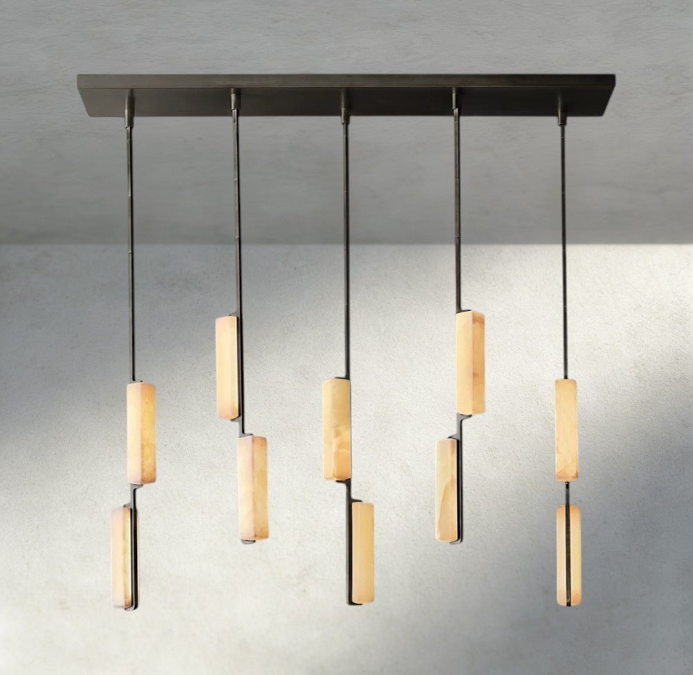 Audubam Alabaster Linear Chandelier 54" - Zelno