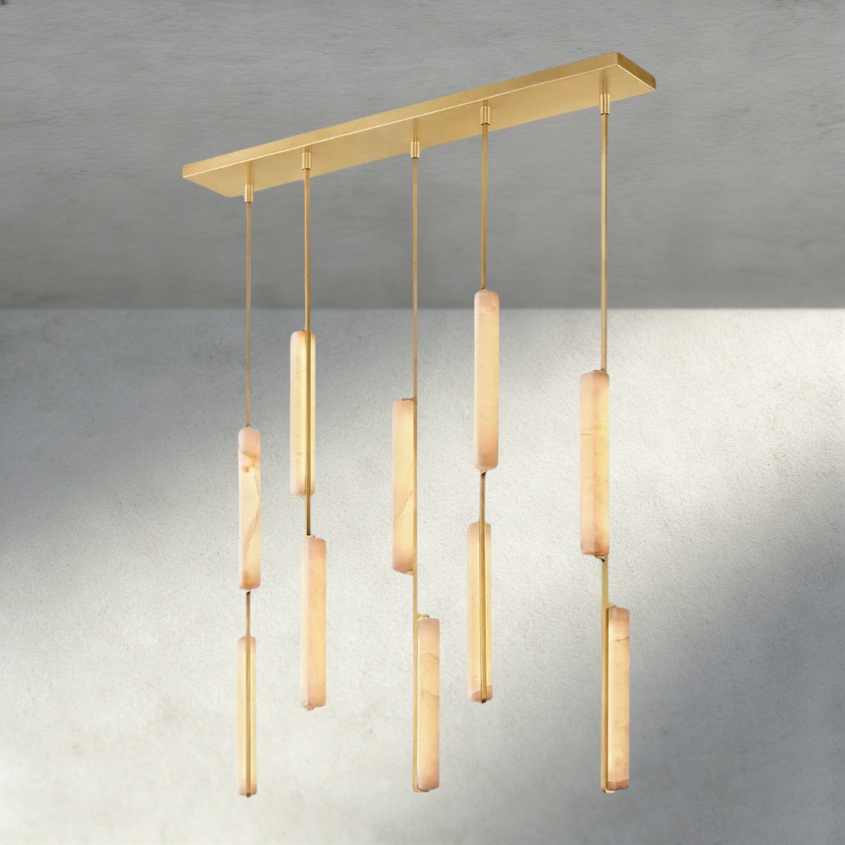 Audubam Alabaster Linear Chandelier 54" - Zelno