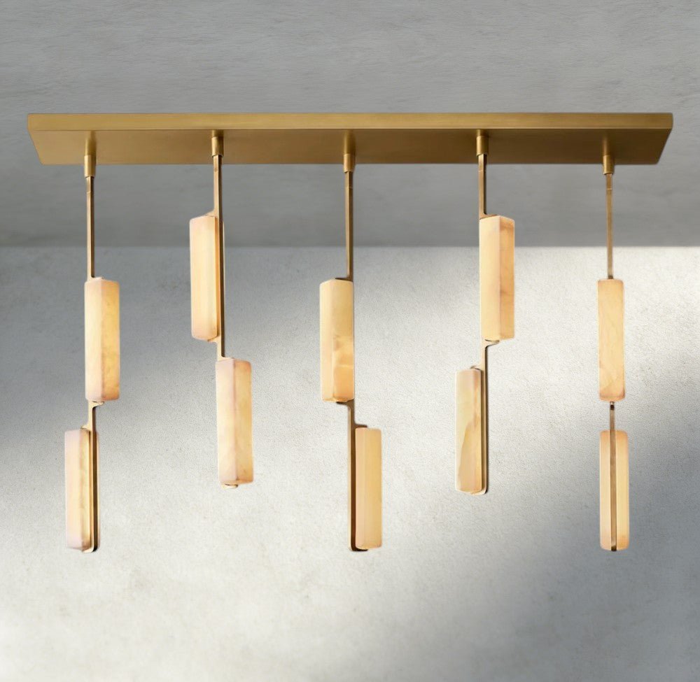 Audubam Alabaster Linear Chandelier 54" - Zelno