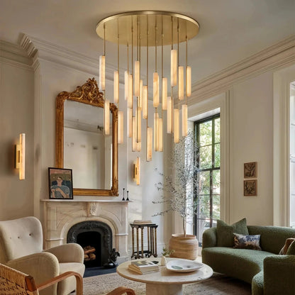 Audubam Alabaster Round Chandelier 24", 40", 56" - Zelno
