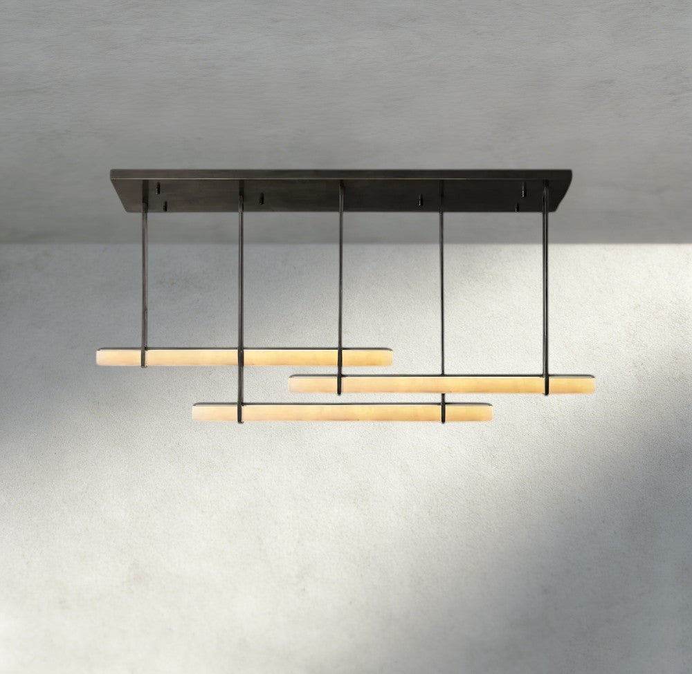 Audubam Alabaster Triple Bar Linear Chandelier - Zelno