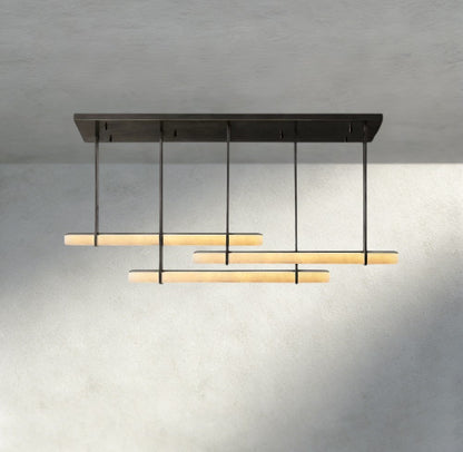 Audubam Alabaster Triple Bar Linear Chandelier - Zelno