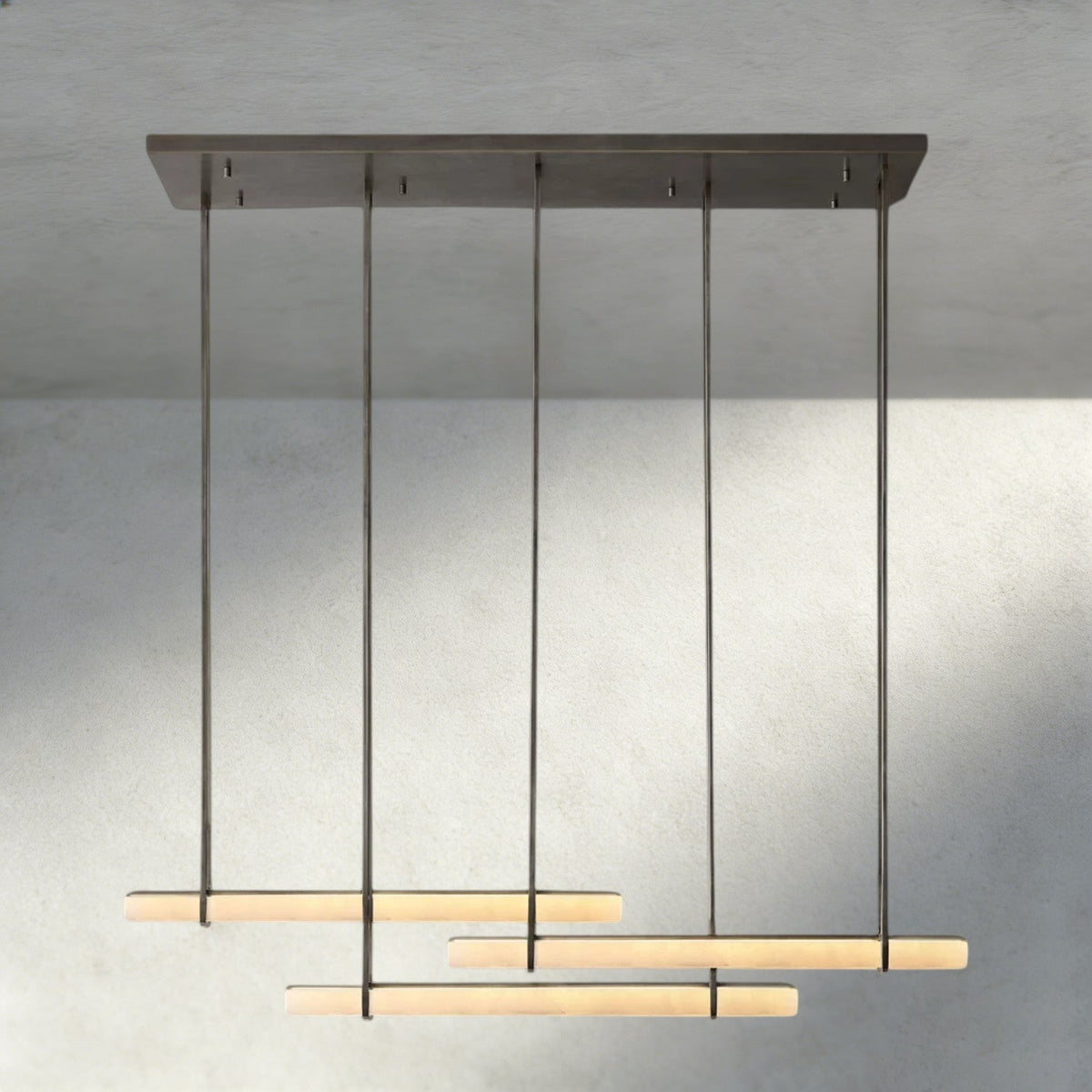 Audubam Alabaster Triple Bar Linear Chandelier - Zelno