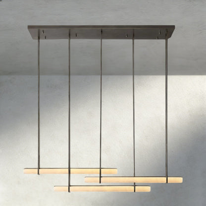 Audubam Alabaster Triple Bar Linear Chandelier - Zelno
