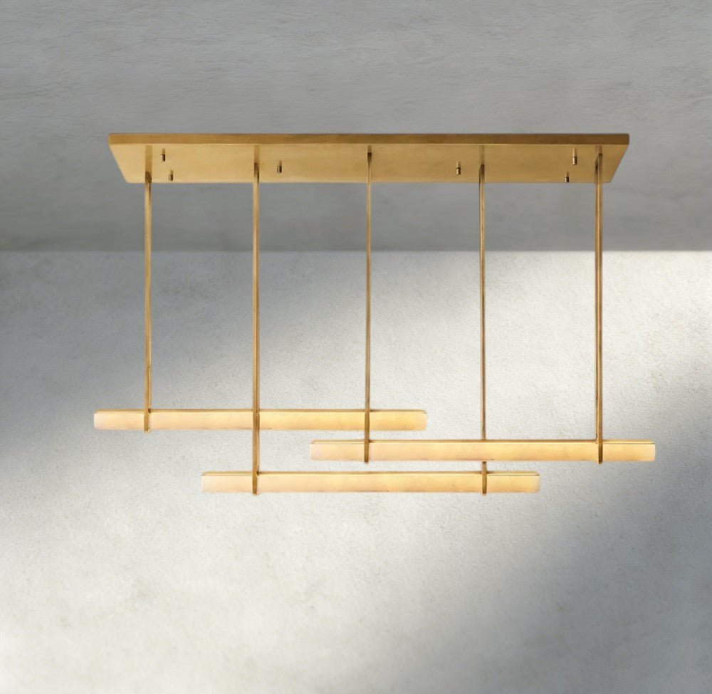Audubam Alabaster Triple Bar Linear Chandelier - Zelno