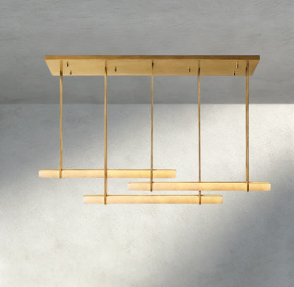 Audubam Alabaster Triple Bar Linear Chandelier - Zelno