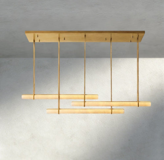 Audubam Alabaster Triple Bar Linear Chandelier - Zelno
