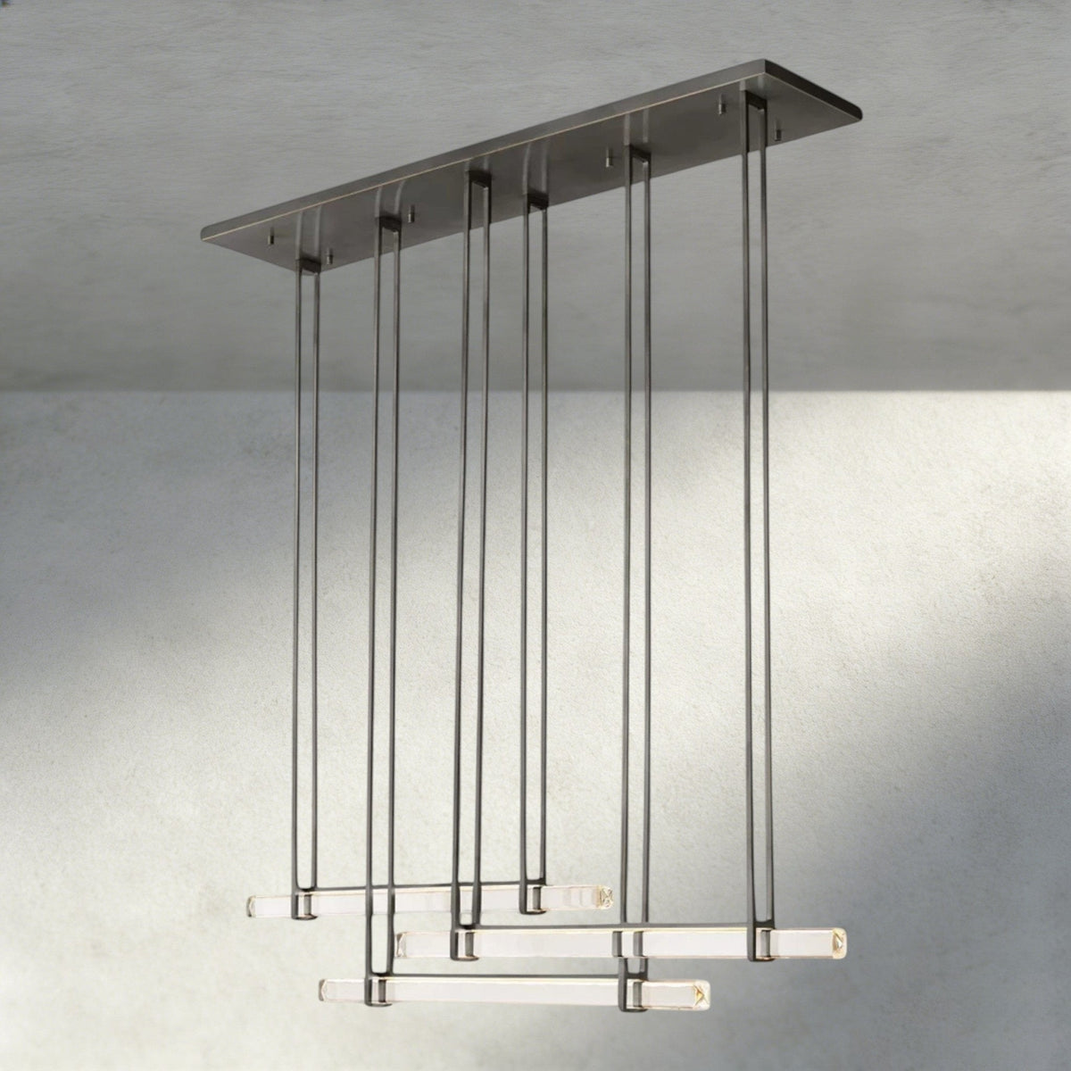 Audubam Crystal Triple Bar Linear Chandelier 60", 72" - Zelno