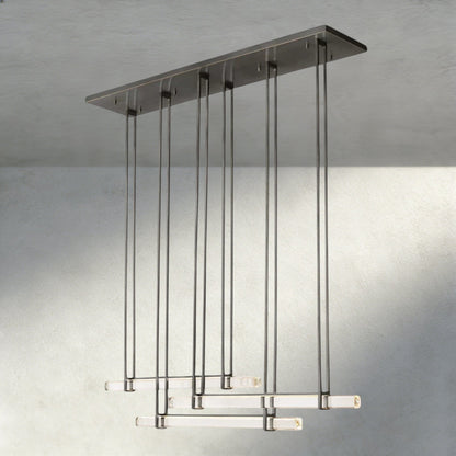 Audubam Crystal Triple Bar Linear Chandelier 60", 72" - Zelno