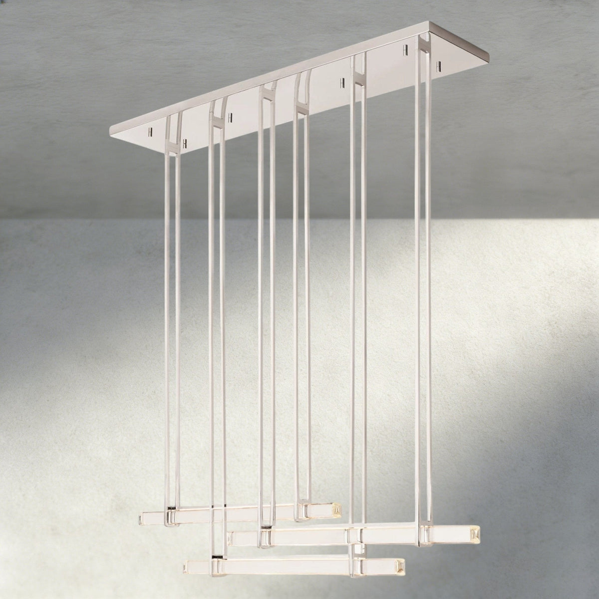 Audubam Crystal Triple Bar Linear Chandelier 60", 72" - Zelno