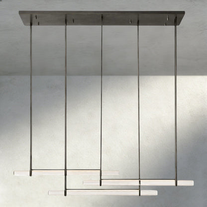Audubam Crystal Triple Bar Linear Chandelier 60", 72" - Zelno