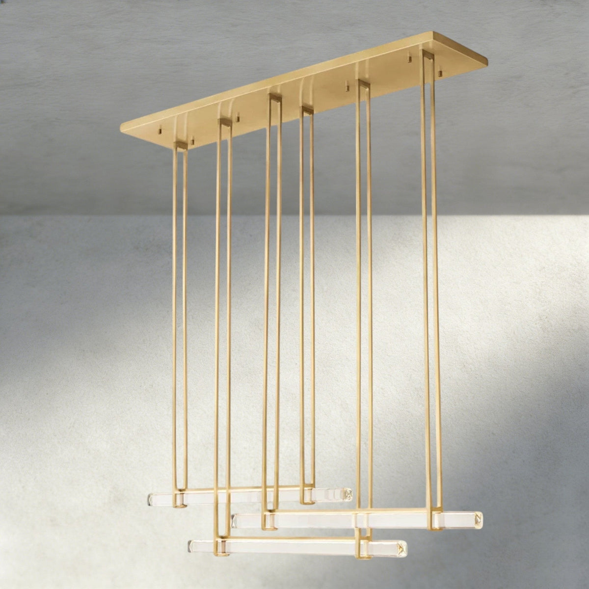 Audubam Crystal Triple Bar Linear Chandelier 60", 72" - Zelno