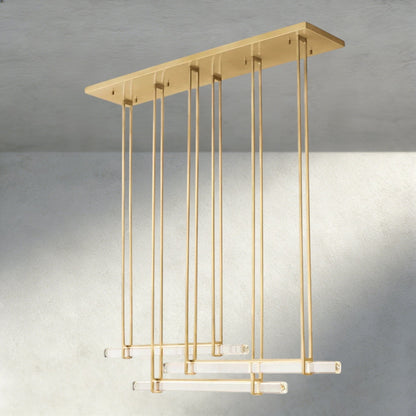 Audubam Crystal Triple Bar Linear Chandelier 60", 72" - Zelno