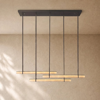Audubom Alabaster Triple Bar Linear Chandelier