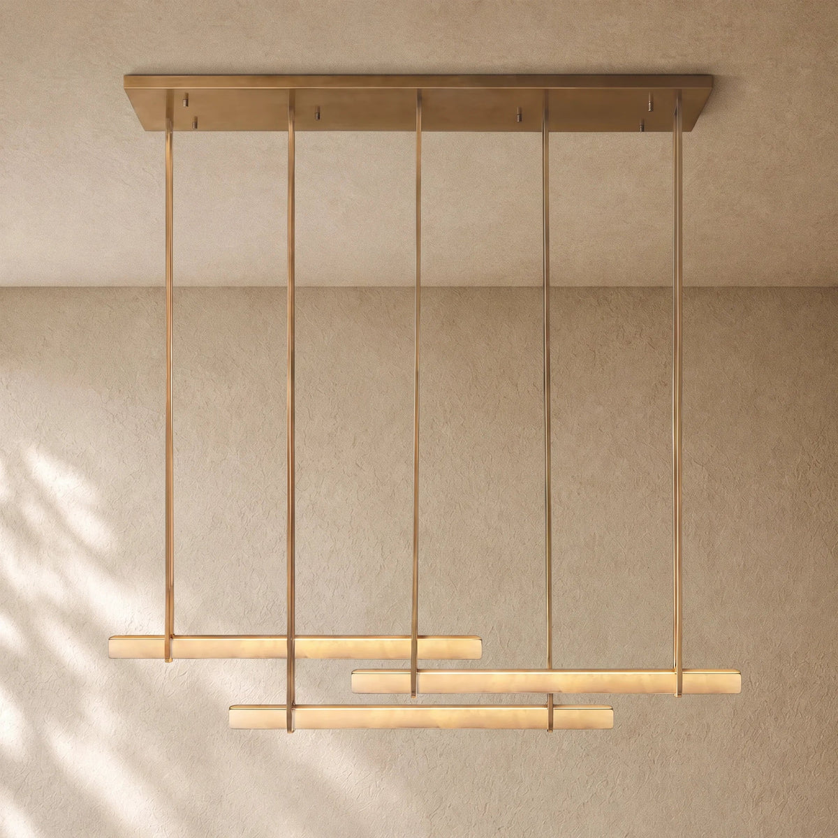 Audubom Alabaster Triple Bar Linear Chandelier
