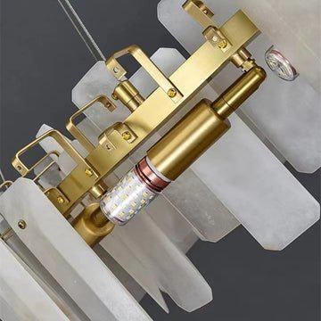 August Marble alabaster Round chandelier - Zelno Lighting