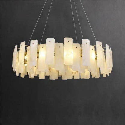 August Marble alabaster Round chandelier - Zelno Lighting
