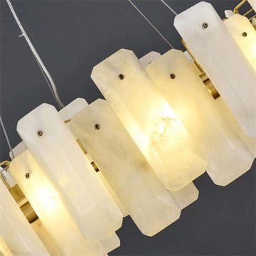 August Marble alabaster Round chandelier - Zelno Lighting