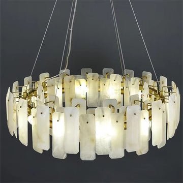 August Marble alabaster Round chandelier - Zelno Lighting