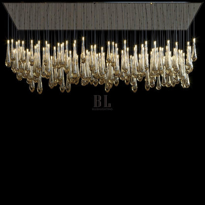 Aurelia Amber Teardrop Rain Glass Chandelier - Zelno Lighting
