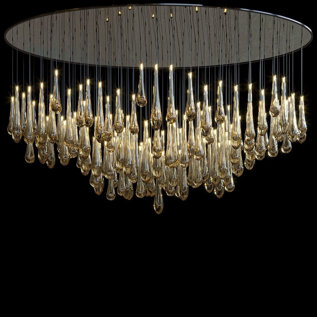 Aurelia Amber Teardrop Rain Glass Chandelier - Zelno Lighting